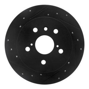 Toyota Camry Brake Rotor (1) - Rear Left - R1 Concepts - Drilled & Slotted - Black - `18-`24